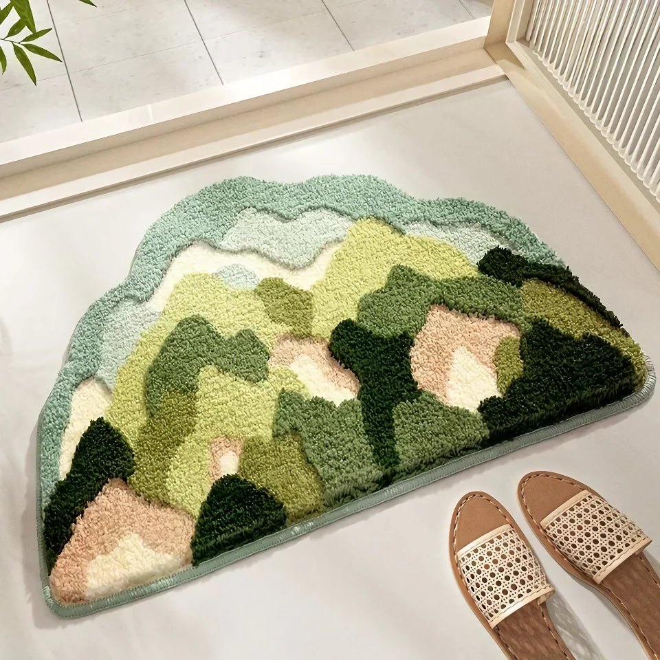 Modern Irregular Mountain Forest Flocked Carpet