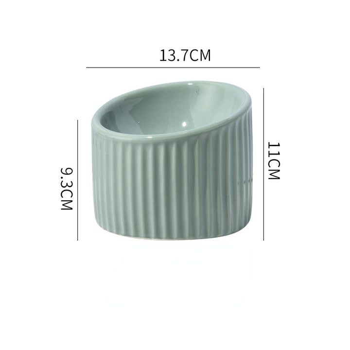 Elevated Ceramic Striped Pet Water Bowl