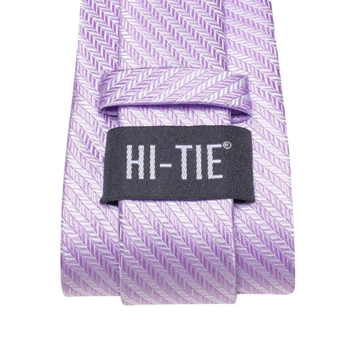 Striped Lilac Silk Necktie Set for Men