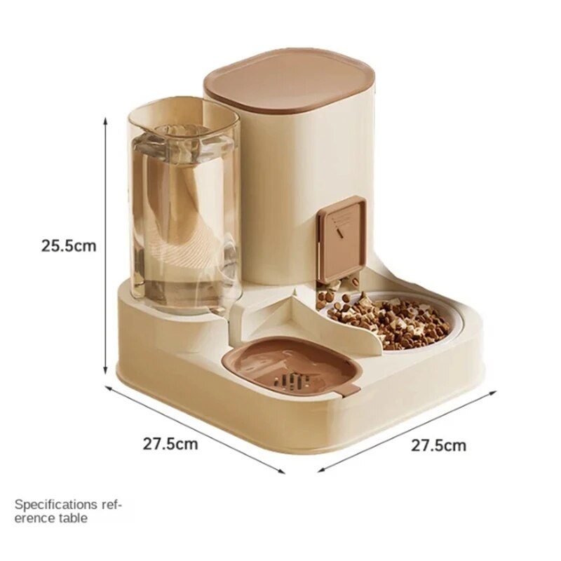 Ceramic & PP Automatic Cat Feeder with Large Capacity Water Dispenser