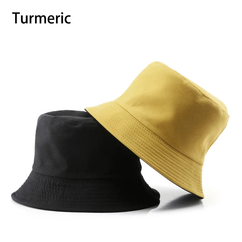 Classic Cotton Black Reversible Bucket Hat – Casual Sun Cap for Outdoor Adventures