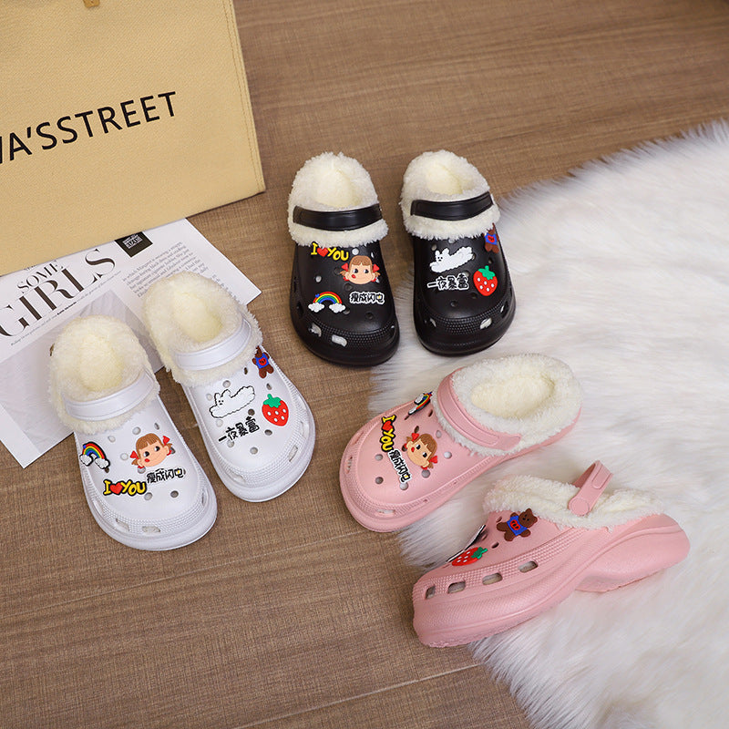 Warm Baotou Shoes Two-wear Lazy Cotton Slippers