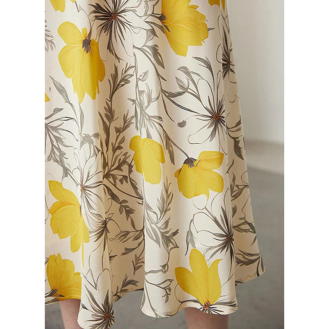 Floral Silk Midi Skirt for Women