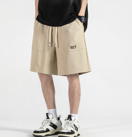 Japanese-style Retro Large Workwear With Pocket Embroidered Shorts