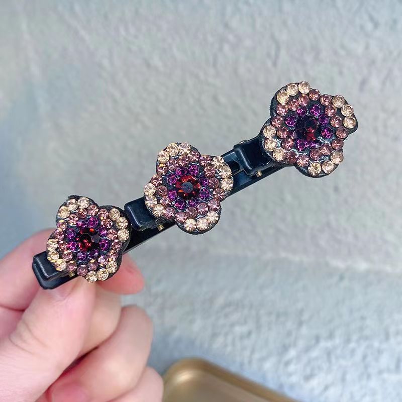 Trendy Floral Crystal Braided Hair Clips