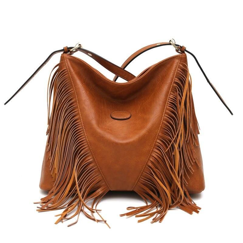 Luxurious Vegan Leather Tassel Shoulder Bag