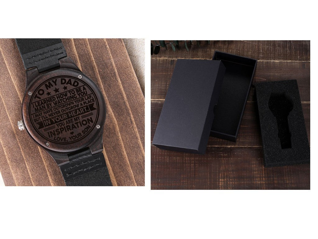 Bottom Cover Lettering Leather Strap Watch