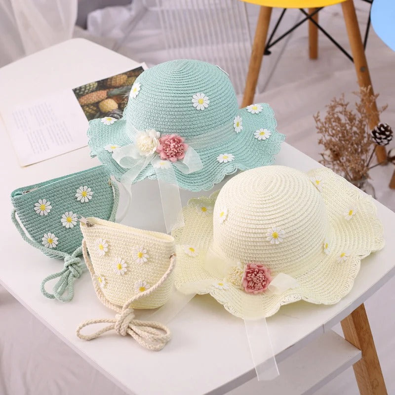 Kids Daisy Sun Hat and Handbag Set