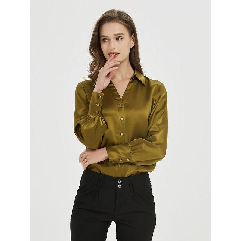 Chic 100% Silk V-Neck Blouse for Women