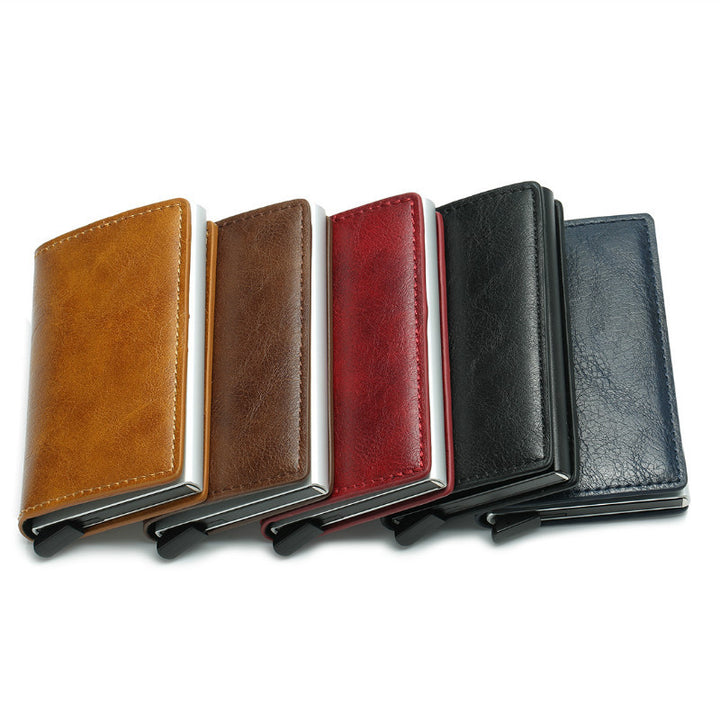 Automatic pop-up leather card holder