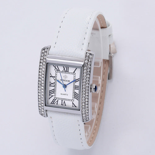 Diamond-Encrusted Watch With Belt And Wrist Strap For Ladies