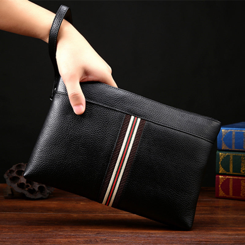 Leather hand bag leather clutch malehead layer cowhide man bag large leisure bag