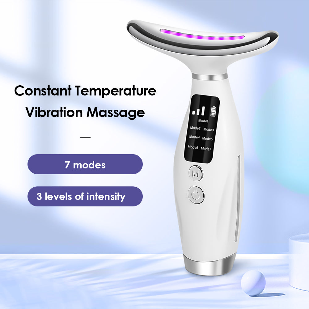 7 Colors LED Light Face and Neck Lifting Device with Vibration Massage – 7 Modes, 3 Intensity Levels