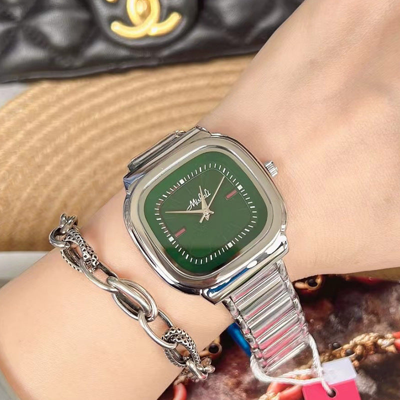 Square Steel Belt Retro Large Dial Women's Simple Watch