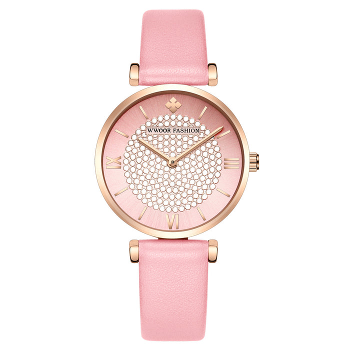 New Fashion Ladies Watch Water Diamond Dial Quartz Belt Waterproof Watch