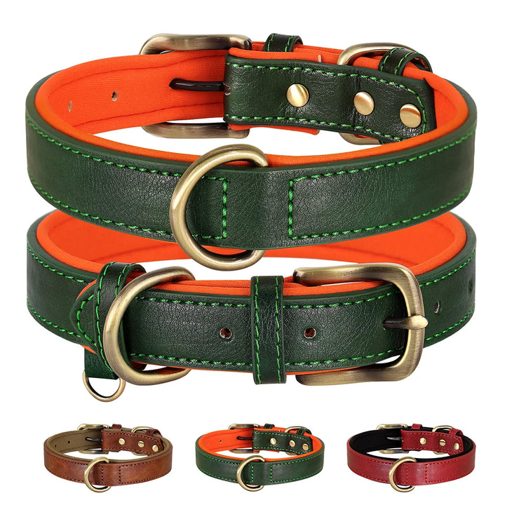 Soft Padded PU Leather Dog Collar