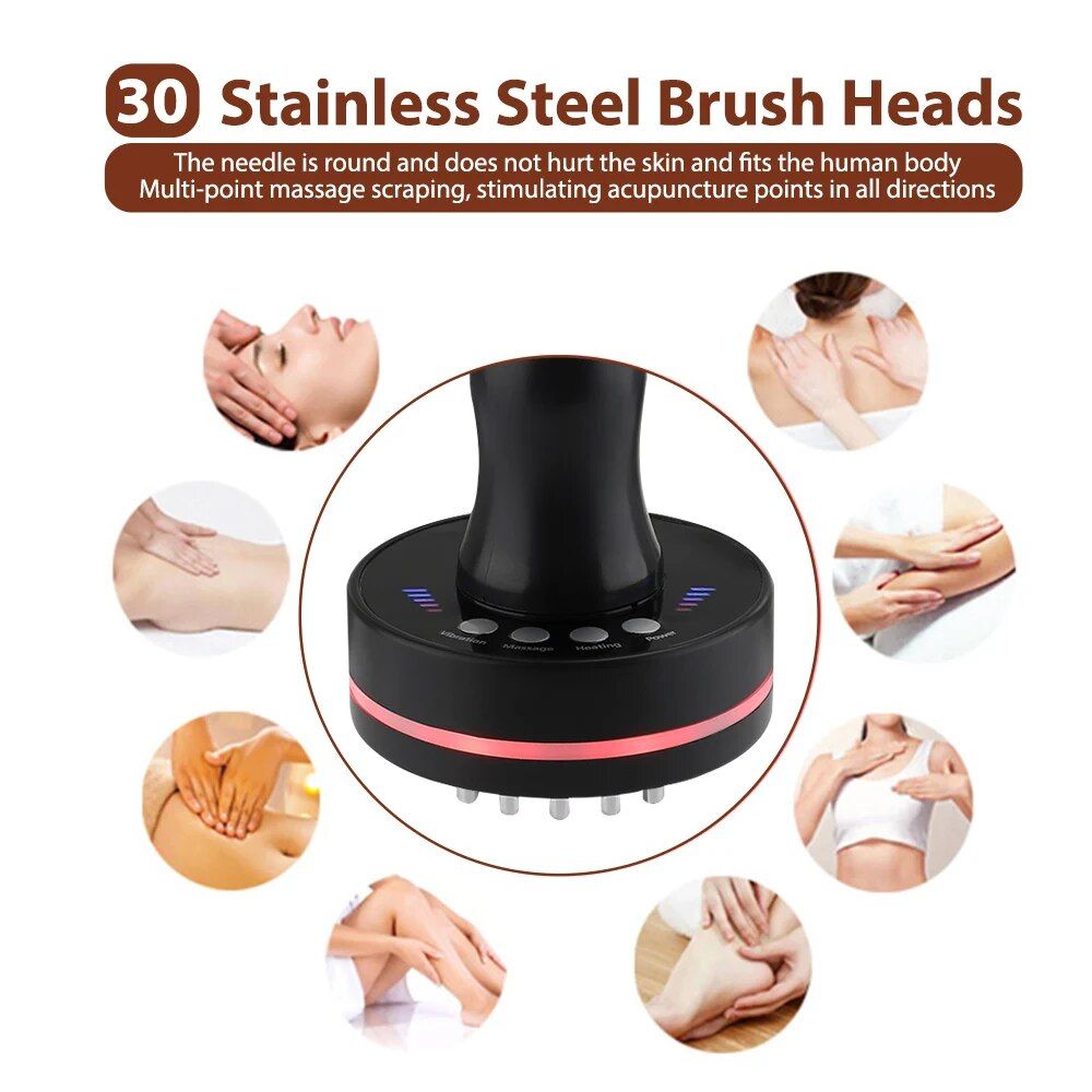 Vibrating Gua Sha Body Massager with Hot Compress & Microcurrent