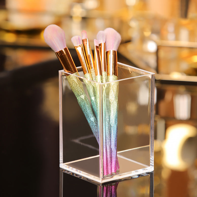 Plastic Makeup Brush Holder with Acrylic Storage Rack