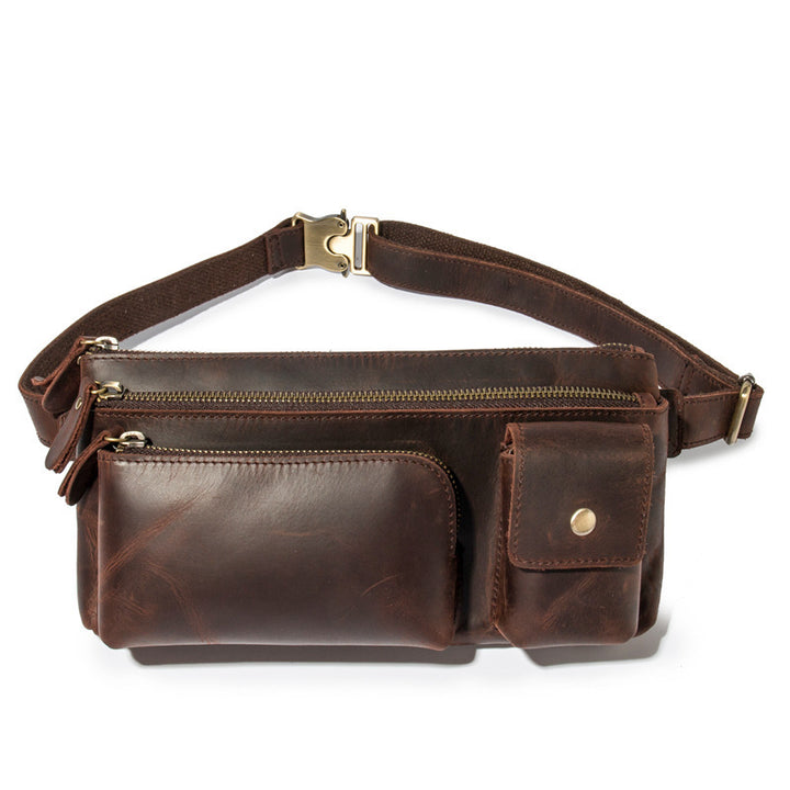 Retro Crazy Horse Leather Men's Chest Bag