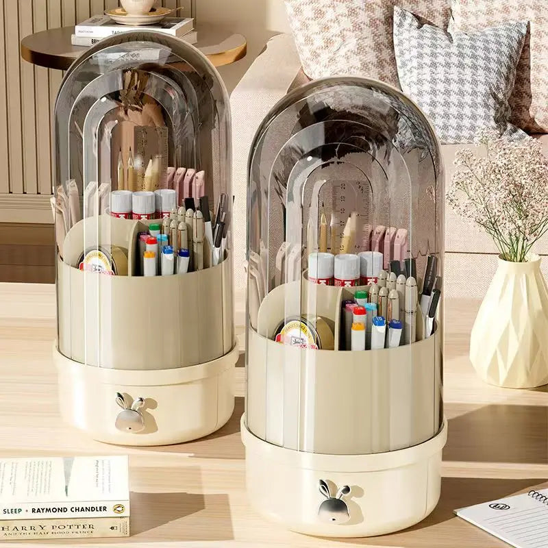 360 Rotating Makeup Brush Holder with Drawer