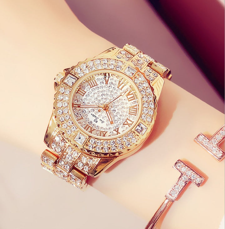 Full diamond ladies quartz watch