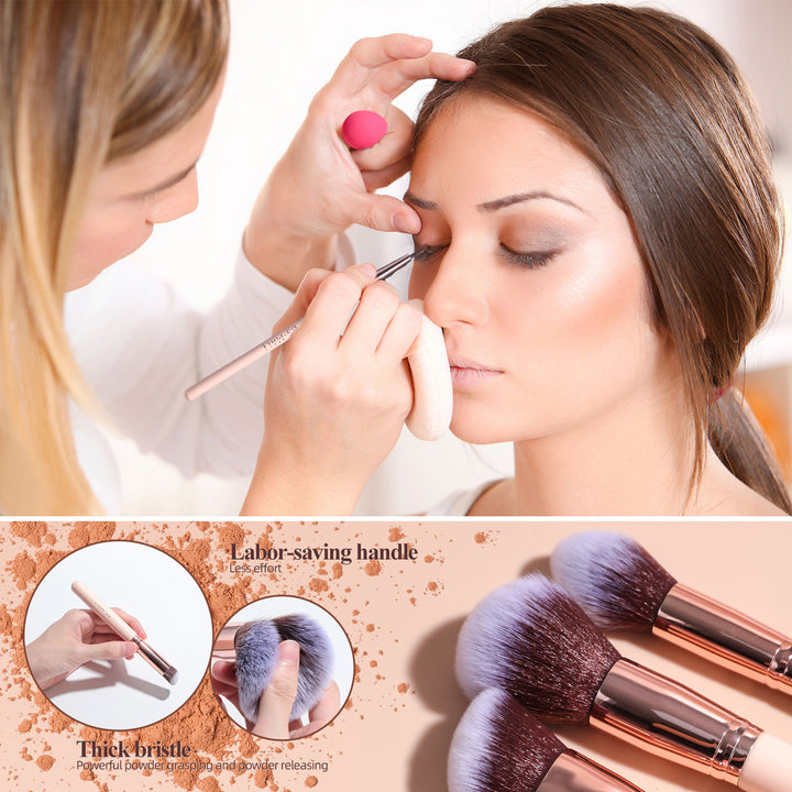 18 Makeup Brushes Suit Rotating Barrel