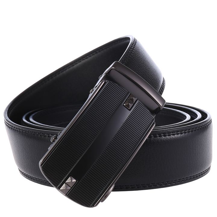 110CM Second Layer Cowhide Leather Business Alloy Automatic Buckle Belt Balck Brown