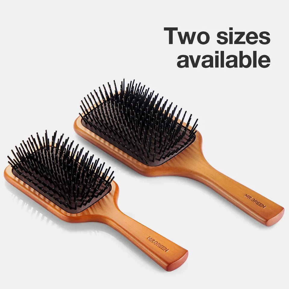 Natural Maple Wood Scalp Massage Hair Brush with Fine Tooth Comb