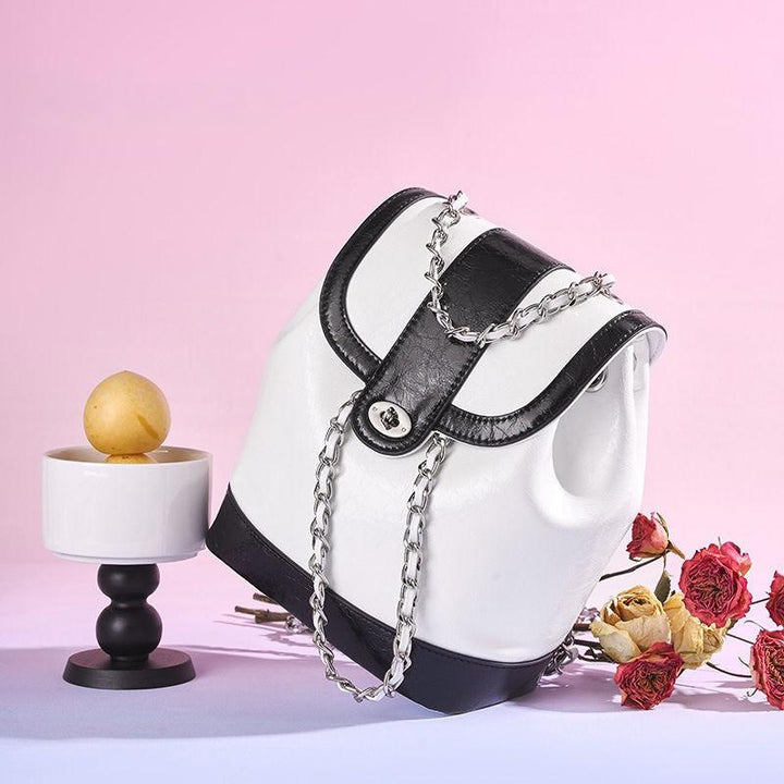 Fashionable Small Backpack with Genuine Cowhide