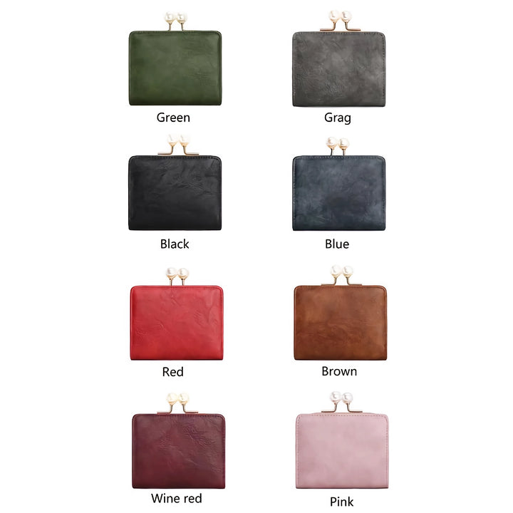 Compact Retro Pearl Wallet - High Capacity PU Leather Wallet