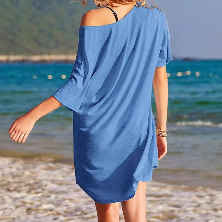 Single Side Chest Pocket Loose Casual And Comfortable T-shirt Dress