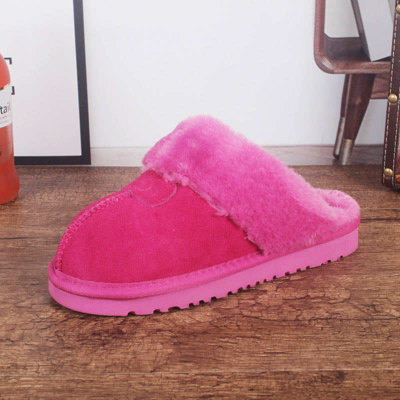 Men's And Women's Cowhide Toe Warm Slippers