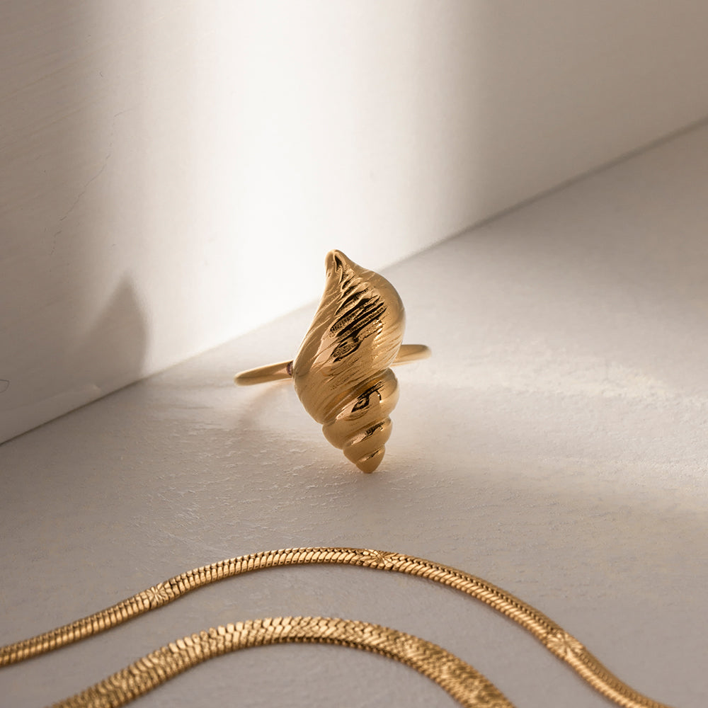Conch Textured 18K Gold-Plated Ring