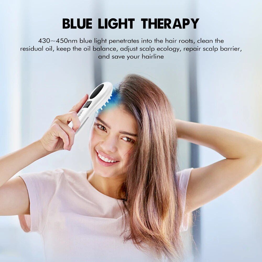 Electric Hair Growth and Scalp Health Massage Comb with Red/Blue Light Therapy