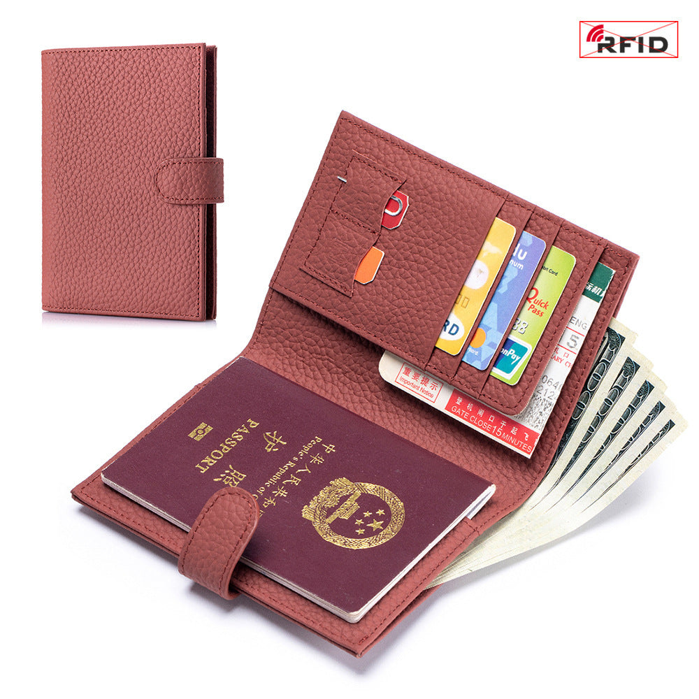 Leather Ultra-thin Passport Bag RFID Multifunctional