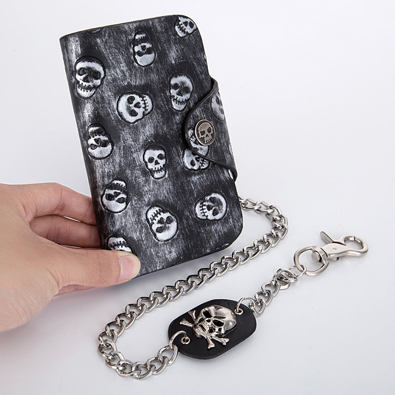 Punk Rock Wallet Skull Anti-theft Chain Clutch