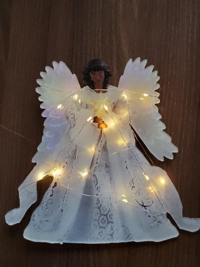 Christmas Tree Decoration Golden Angel Doll Tree Top Star LED Glow