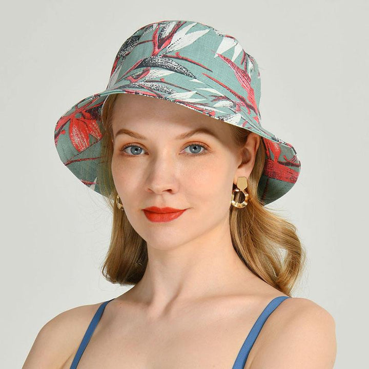 Unisex Floral Cotton Bucket Hat for Sun Protection