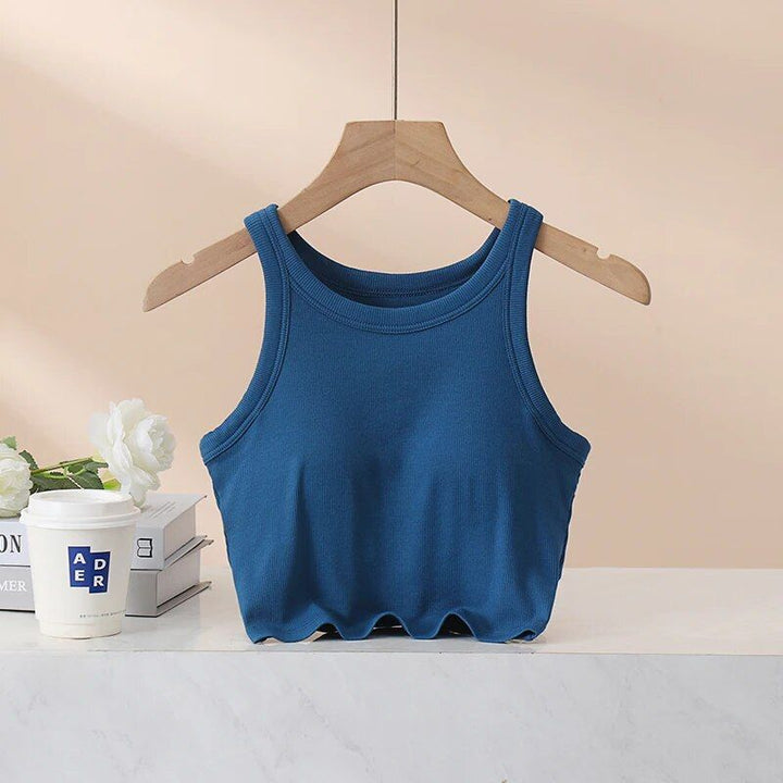 Elegant Ribbed Camisole Crop Top with Built-In Padding