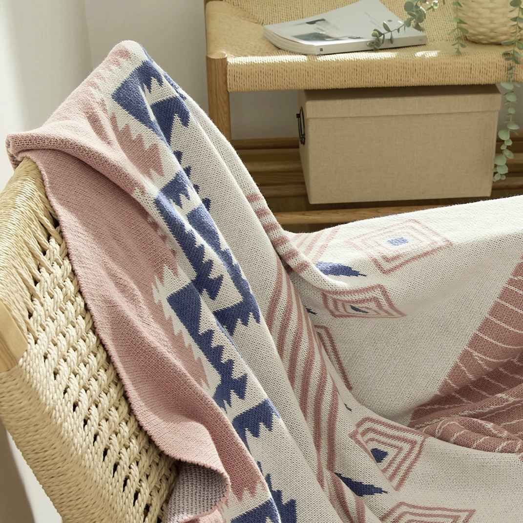 Bohemian Home Decor Cotton Throw Blanket with Tassels