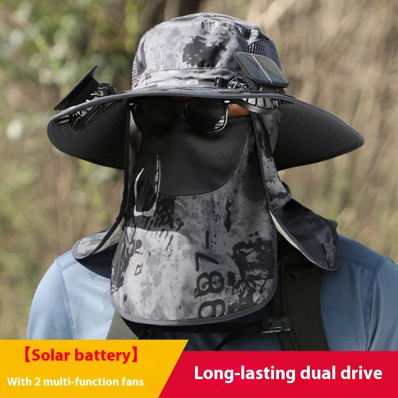 Quick-drying Solar Fan Outdoor Big Brim Sun Hat