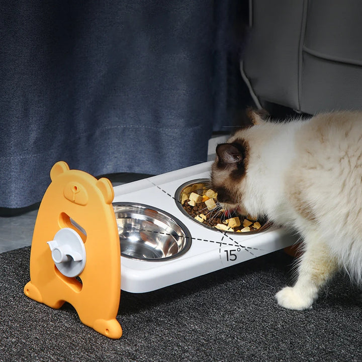 Adjustable Double Bowl Pet Feeder