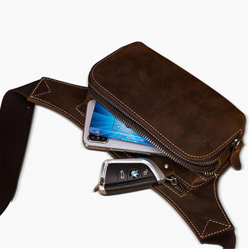 Top Layer Cowhide Men's Sports Waist Bag