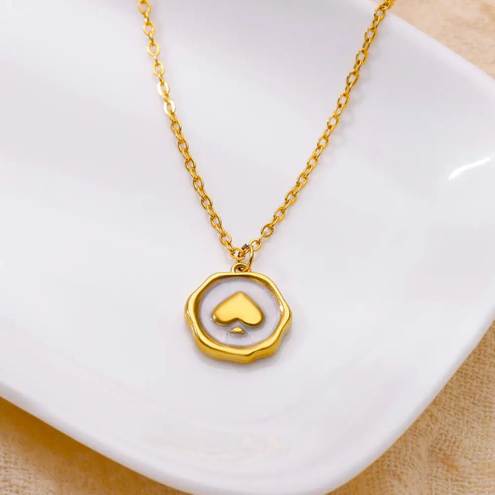 Ace of Spades Gold Heart Pendant Necklace