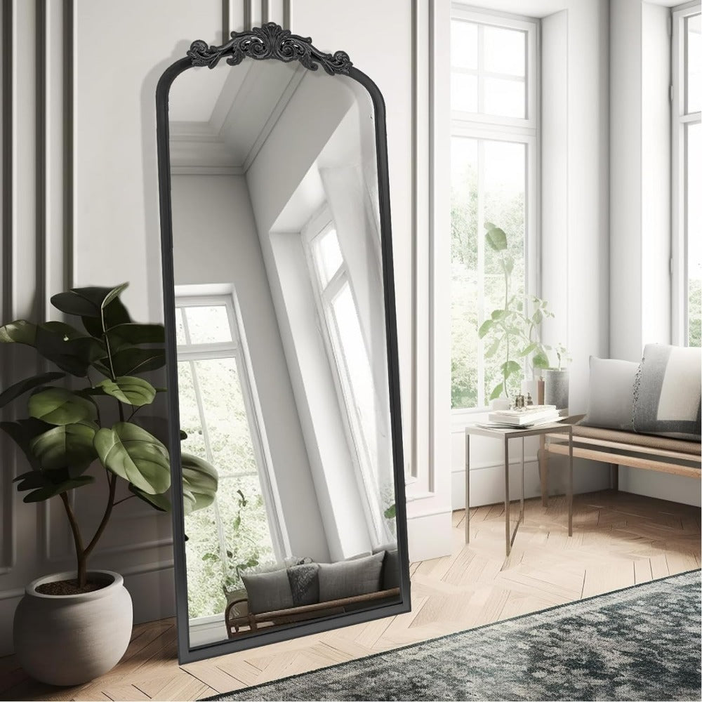 Elegant Arch Full Body Wall Mirror with Vintage Ornate Frame