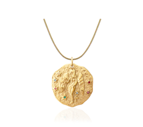 Twelve Constellations Gold Coin Pearl Necklace
