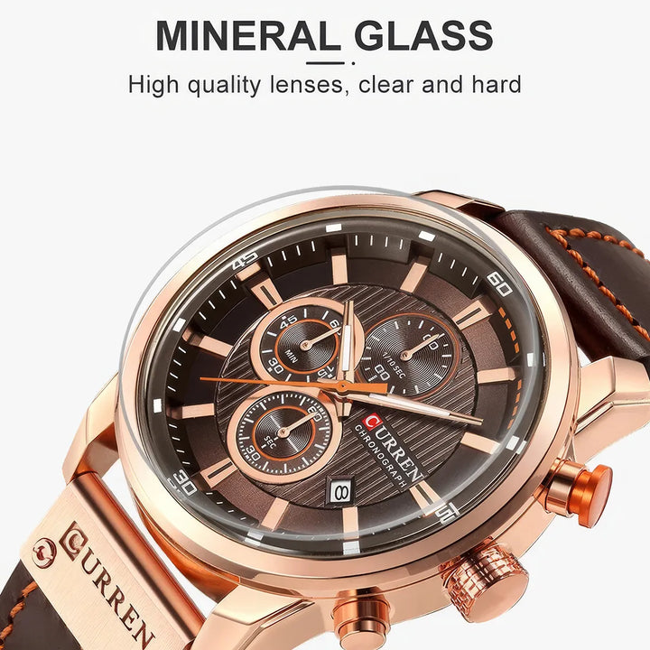Men's Leather Sports Chronograph Watch