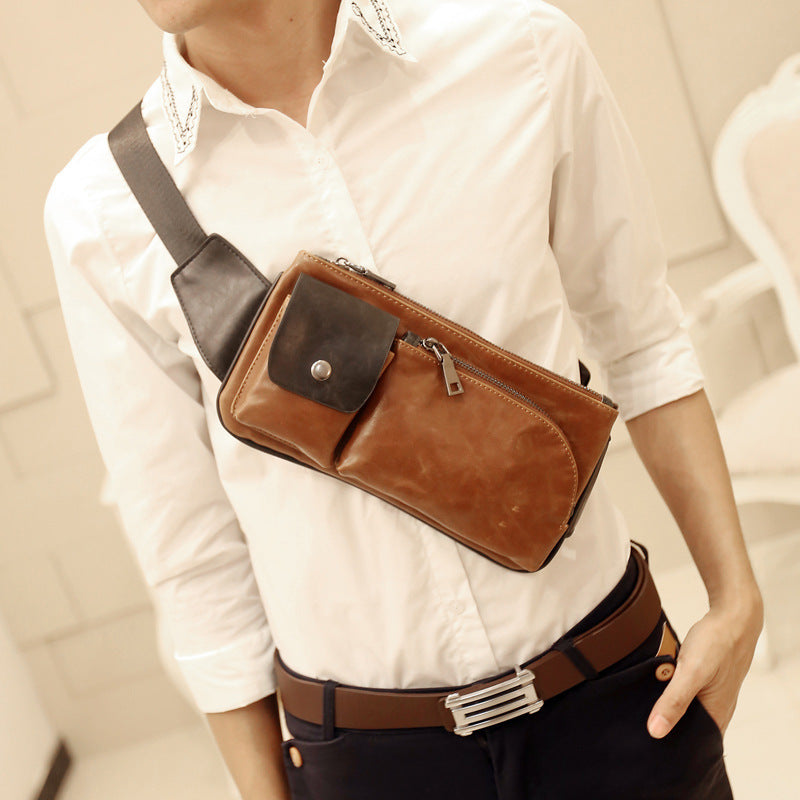 2021 New Single Shoulder Bag Man Retro Chest Pack Satchel Bag Purse Bag Men Sports Leisure Korean Tide