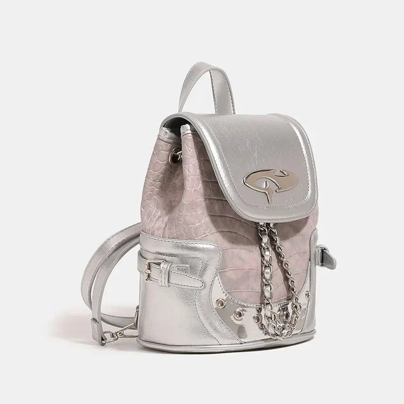 Y2K Aesthetic Harajuku Fashion PU Leather Backpack