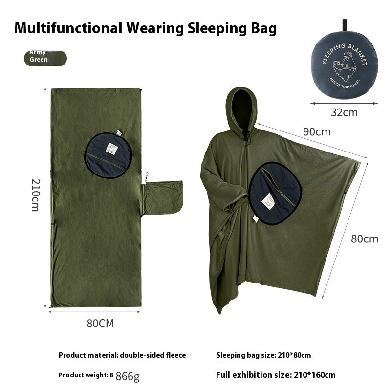 Multi-purpose Cloak Sleeping Bag Outdoor Camping Polar Fleece Cape Sleeping Bag